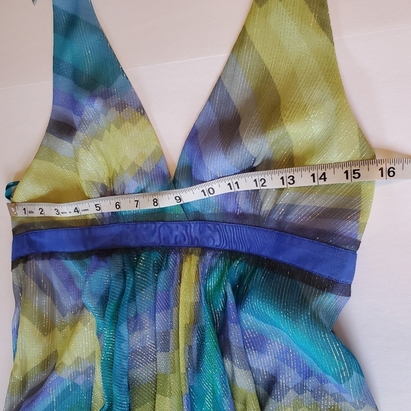 BCBGMaxAzria BT Chambra Silk Halter Metallic Draped Goddess Maxi Dress S… - Picture 8 of 15